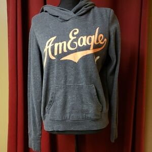 American Eagle Gray Hoodie with Orange Logo